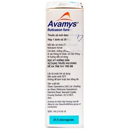 Thuốc xịt mũi Avamys 27.5mcg GSK điều trị chảy nước mũi, xung huyết mũi (30 liều xịt)