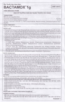 Thuốc Bactamox 1g Imexpharm điều trị nhiễm khuẩn (2 vỉ x 7 viên)