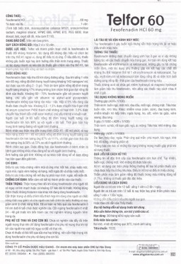 Thuốc Telfor 60 DHG điều trị các triệu chứng viêm mũi dị ứng (2 vỉ x 10 viên)