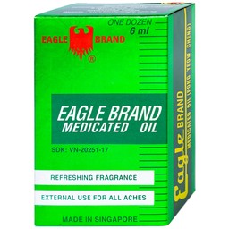 Dầu gió xanh Con Ó Eagle Brand Medicated Oil giảm nhức đầu, cảm cúm, đau lưng, viêm khớp (12 chai x 6ml)