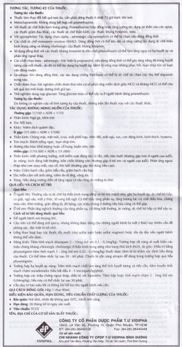 Siro Promethazin Vidipha điều trị mày đay, phù mạch, viêm mũi dị ứng (90ml)