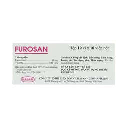 Thuốc Furosan 40mg Hasan điều trị phù, tăng huyết áp nhẹ hay trung bình (10 vỉ x 10 viên)