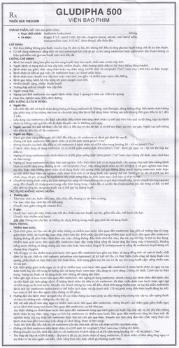 Thuốc Gludipha 500 Vidipha điều trị đái tháo đường típ 2 (5 vỉ x 10 viên)
