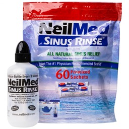 Bộ rửa mũi Neilmed Sinus Rinse (1 bình + 60 gói) làm sạch và ngăn ngừa viêm xoang, viêm mũi dị ứng