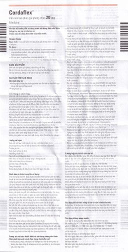 Thuốc Cordaflex 20mg Egis Pharma phòng ngừa chứng đau thắt ngực, tăng huyết áp (6 vỉ x 10 viên)
