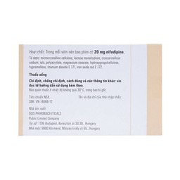 Thuốc Cordaflex 20mg Egis Pharma phòng ngừa chứng đau thắt ngực, tăng huyết áp (6 vỉ x 10 viên)