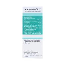 Thuốc cốm Bactamox 625 Imexpharm điều trị nhiễm khuẩn (12 gói)