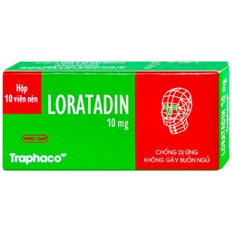 Viên nén Loratadin 10mg Traphaco giảm viêm mũi dị ứng, viêm kết mạc, ngứa và mày đay (1 vỉ x 10 viên)