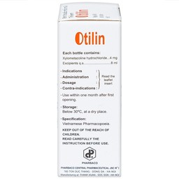 Thuốc nhỏ mũi trẻ em Otilin 0.05% Pharbaco giảm ngạt mũi, sung huyết trong viêm mũi cấp (8ml)