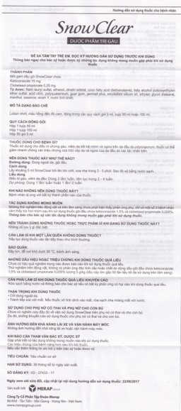 Hỗn dịch Snowclear Merap điều trị gàu, ngứa da đầu, diệt nấm (50 gói)