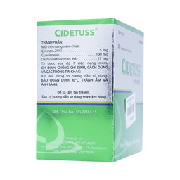 Thuốc Cidetuss Imexpharm điều trị các trường hợp ho (10 vỉ x 10 viên)