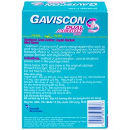 Hỗn dịch Gaviscon Dual Action Reckitt Benckiser điều trị trào ngược dạ dày, thực quản (24 gói x 10ml)