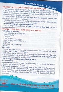 Bộ rửa mũi Rinorin (1 bình x 30 gói) chăm sóc và bảo vệ mũi xoang, viêm mũi dị ứng