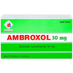 Thuốc Ambroxol 30mg Domesco điều trị viêm phế quản, hen phế quản (10 vỉ x 10 viên)