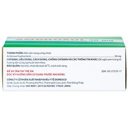 Thuốc Ambroxol 30mg Domesco điều trị viêm phế quản, hen phế quản (10 vỉ x 10 viên)