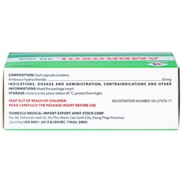 Thuốc Ambroxol 30mg Domesco điều trị viêm phế quản, hen phế quản (10 vỉ x 10 viên)