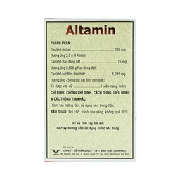 Thuốc Altamin Bidiphar hỗ trợ điều trị suy giảm chức năng gan (10 vỉ x 10 viên)