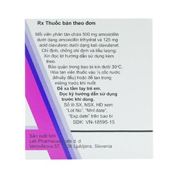 Thuốc Amoksiklav Quick Tabs 625mg Lek điều trị nhiễm khuẩn (7 vỉ x 2 viên)