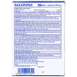 Cao dán Salonpas Hisamitsu giảm đau vai, đau lưng, đau cơ (2 gói x 10 miếng)