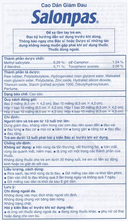 Cao dán Salonpas Hisamitsu giảm đau vai, đau lưng, đau cơ (2 gói x 10 miếng)