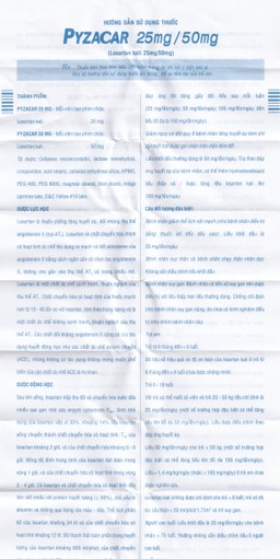Thuốc Pyzacar 25mg Pymepharco chống tăng huyết áp (2 vỉ x 15 viên)