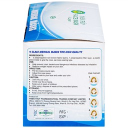 Khẩu trang 4 lớp Thiên Thủy màu xanh (50 cái) ngăn khói bụi, vi khuẩn