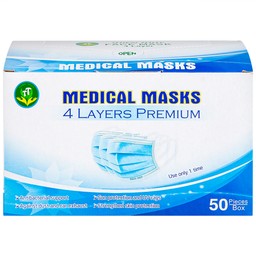 Khẩu trang 4 lớp Thiên Thủy màu xanh (50 cái) ngăn khói bụi, vi khuẩn