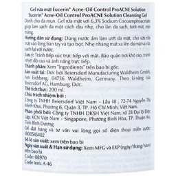 Gel rửa mặt Eucerin Pro Acne Cleansing Gel 88970 dành cho da nhờn, mụn (200ml)