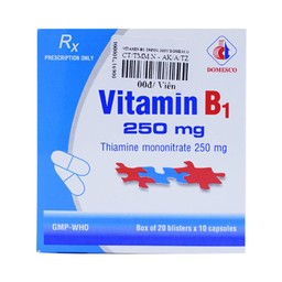 Thuốc Vitamin B1 250mg Domesco điều trị bệnh do thiếu Vitamin B1 (20 vỉ x 10 viên)