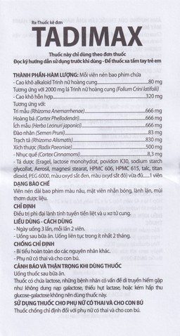 Thuốc Tadimax Danapha điều trị phì đại lành tính tuyến tiền liệt và u xơ tử cung (2 vỉ x 21 viên)