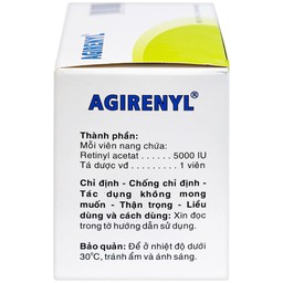 Thuốc Agirenyl 5000IU Agimexpharm phòng và điều trị thiếu vitamin A (10 vỉ x 10 viên)
