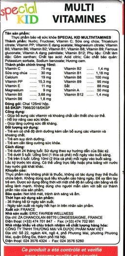 Siro Special Kid Multivitamines bổ sung Vitamin và khoáng chất giúp tăng cường sức đề kháng (125ml)