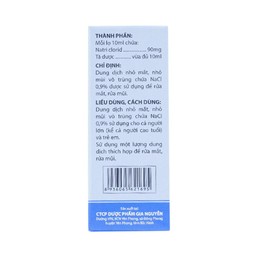 Thuốc nhỏ mắt, nhỏ mũi Natri Clorid 0.9% Gia Nguyễn dùng để rửa mắt, mũi (10ml)