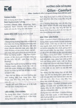 Nhỏ mắt Gilan Comfort dùng cho mắt khô, hội chứng stevens johnson (30 ống x 0.4ml)
