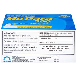 Thuốc My Para 500mg S.P.M hỗ trợ giảm đau hạ sốt (10 vỉ x 10 viên)	