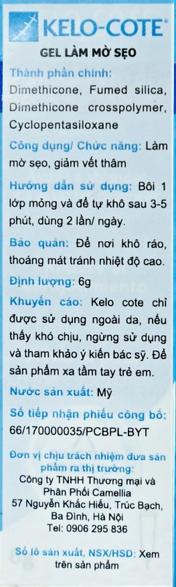Gel Kelo-Cote Alliance hỗ trợ làm mờ sẹo, giảm vết thâm (6g)