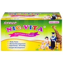 Siro Nic-Vita bổ sung dinh dưỡng, phát triển chiều cao ở trẻ em (20 ống x 10ml) 