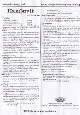 Thuốc Haneuvit Hasan điều trị rối loạn do thiếu vitamin B1, B6, B12 (10 vỉ x 10 viên)