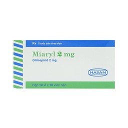 Viên nén Miaryl 2mg Hasan điều trị đái tháo đường típ 2 (10 vỉ x 10 viên)