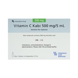 Thuốc tiêm Vitamin C Kabi 500mg/5ml phòng và điều trị bệnh Scorbut (1 vỉ x 6 ống )