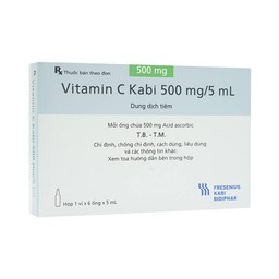 Thuốc tiêm Vitamin C Kabi 500mg/5ml phòng và điều trị bệnh Scorbut (1 vỉ x 6 ống )