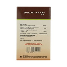 Thuốc Bổ Huyết Ích Não Bidiphar điều trị giảm trị nhớ, kém tập trung, thiểu năng tuần hoàn não (6 vỉ x 10 viên)