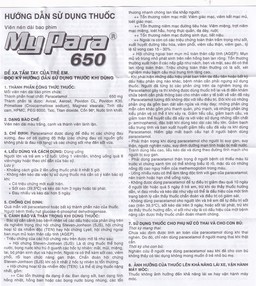 Thuốc My Para 650mg S.P.M hỗ trợ giảm đau hạ sốt (10 vỉ x 10 viên)