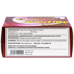 Thuốc My Para 650mg S.P.M hỗ trợ giảm đau hạ sốt (10 vỉ x 10 viên)