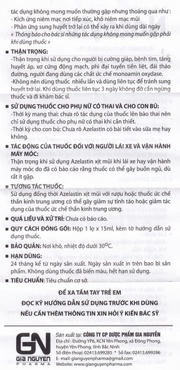 Thuốc xịt mũi Nozeytin Gia Nguyễn điều trị viêm mũi dị ứng, sổ mũi, hắt hơi, ngứa mũi (15ml)