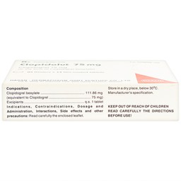 Thuốc Clopidolut 75mg Hasan phòng ngừa các biến cố do xơ vữa động mạch (3 vỉ x 14 viên)