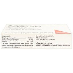 Thuốc Clopidolut 75mg Hasan phòng ngừa các biến cố do xơ vữa động mạch (3 vỉ x 14 viên)