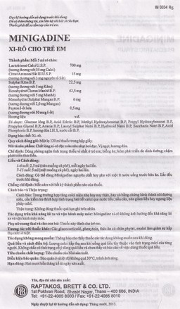 Siro cho trẻ em Minigadine Raptakos Brett phòng ngừa thiếu vi chất, biếng ăn (120ml) 