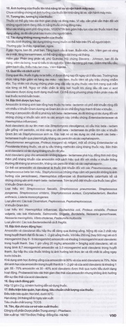 Thuốc bột pha hỗn dịch uống Vigentin 500mg/62,5mg Pharbaco điều trị các chứng nhiễm khuẩn (12 gói x 2g)