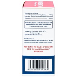 Thuốc bột pha hỗn dịch uống Vigentin 500mg/62,5mg Pharbaco điều trị các chứng nhiễm khuẩn (12 gói x 2g)